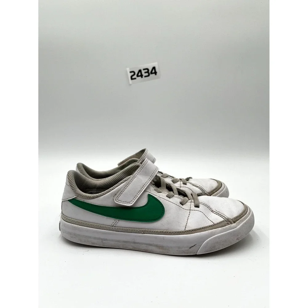 Nike Court Legacy PSV DA5381-120 Youth 2.5 Shoes White Green Solo Swoosh Sneaker